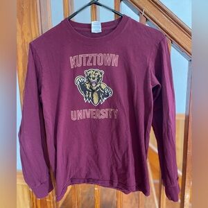 Kutztown University Kids Maroon Long Sleeve Shirt, Youth L collegiate cotton